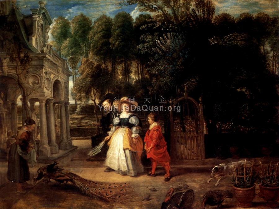 Rubens In His Garden With Helena Fourment - 彼得·保罗·鲁本斯